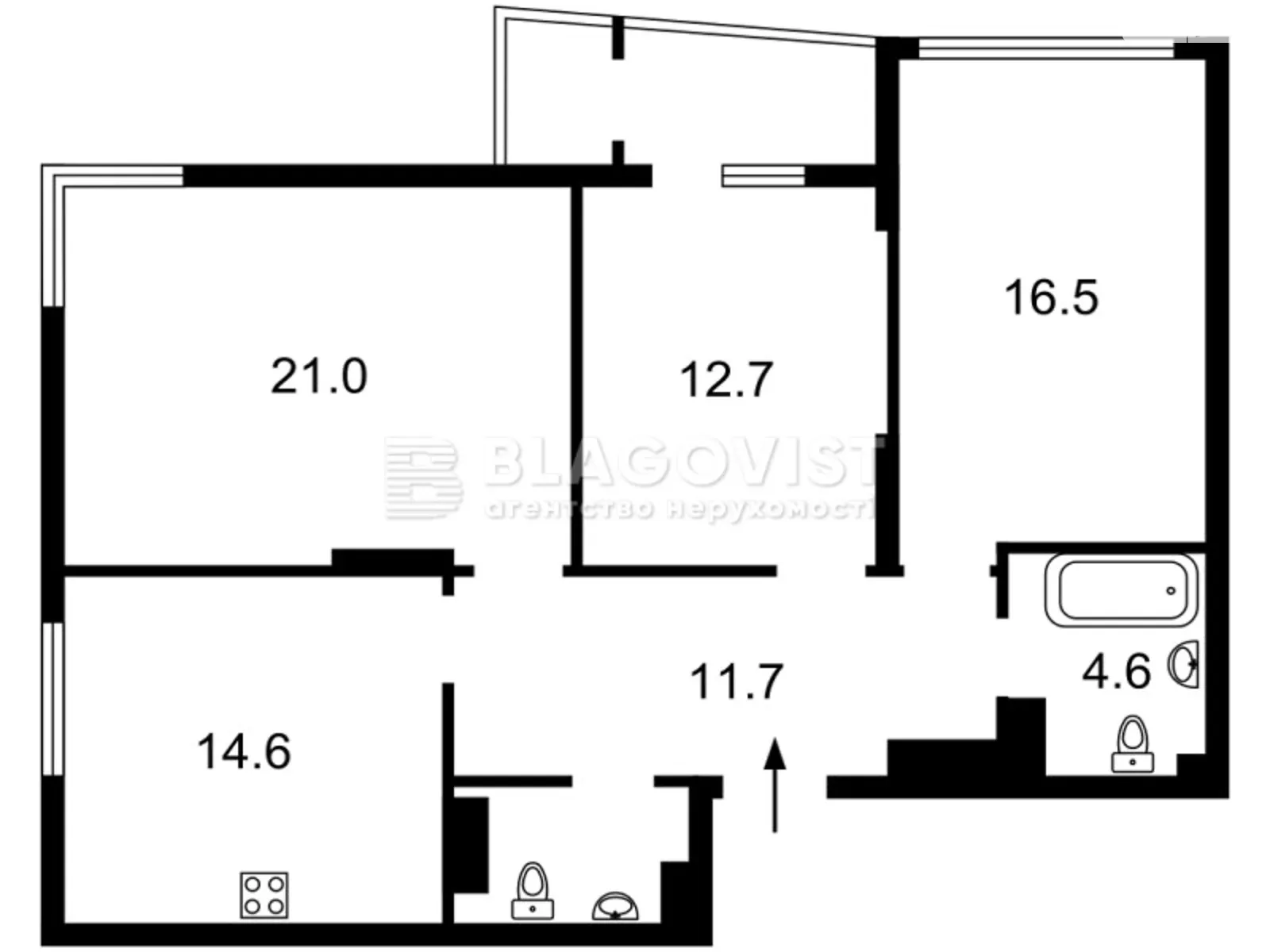 Продается 3-комнатная квартира 87.3 кв. м в Киеве, ул. Ивана Выговского(Маршала Гречко)