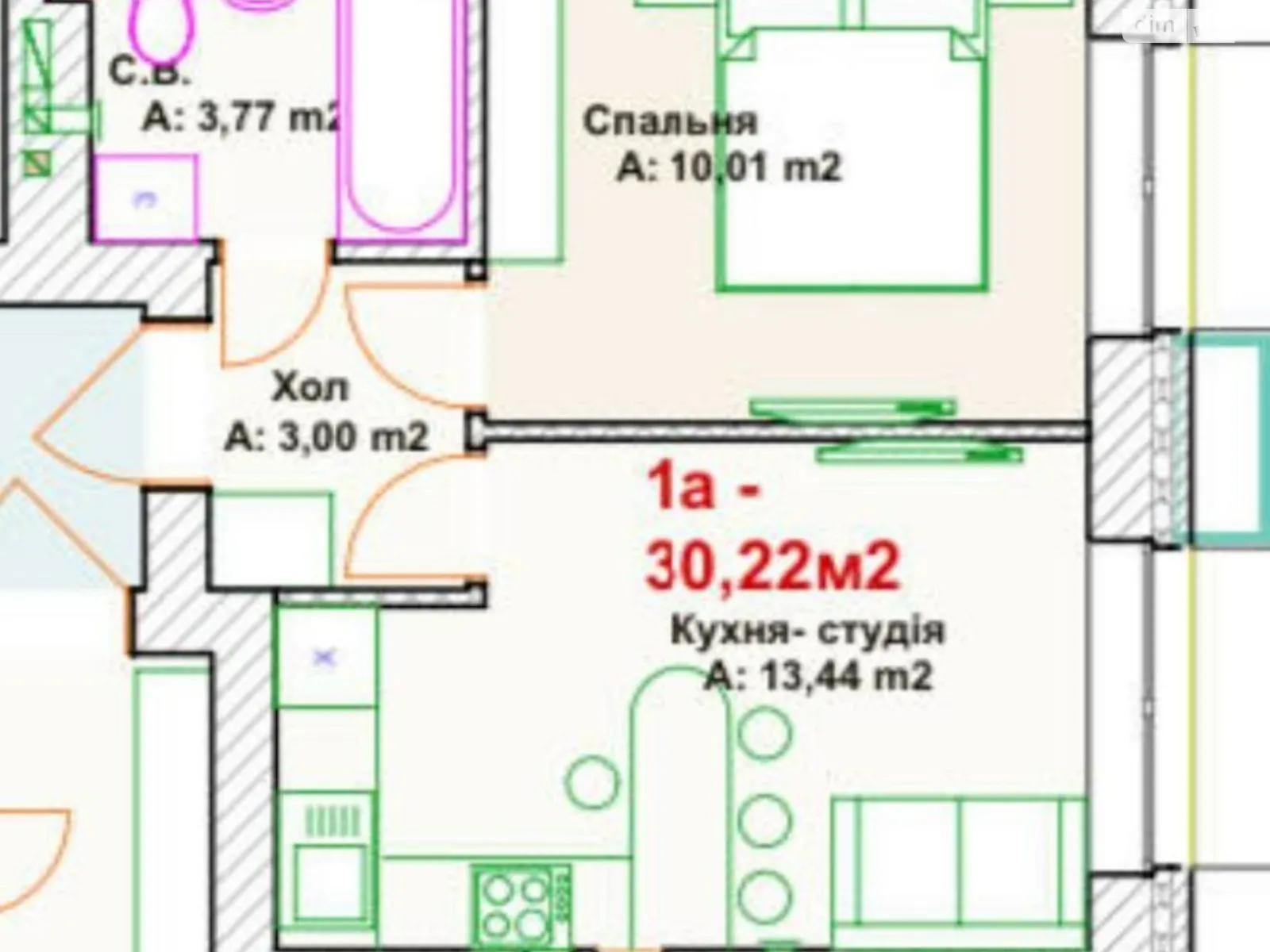 Продається 1-кімнатна квартира 31 кв. м у Ірпені, вул. Троїцька, 15