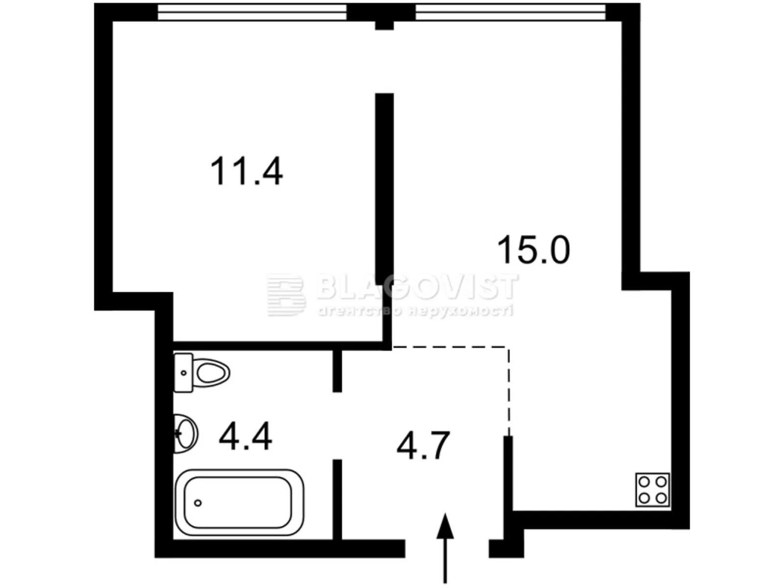 Продается 1-комнатная квартира 35.5 кв. м в Киеве, просп. Голосеевский(40-летия Октября), 76