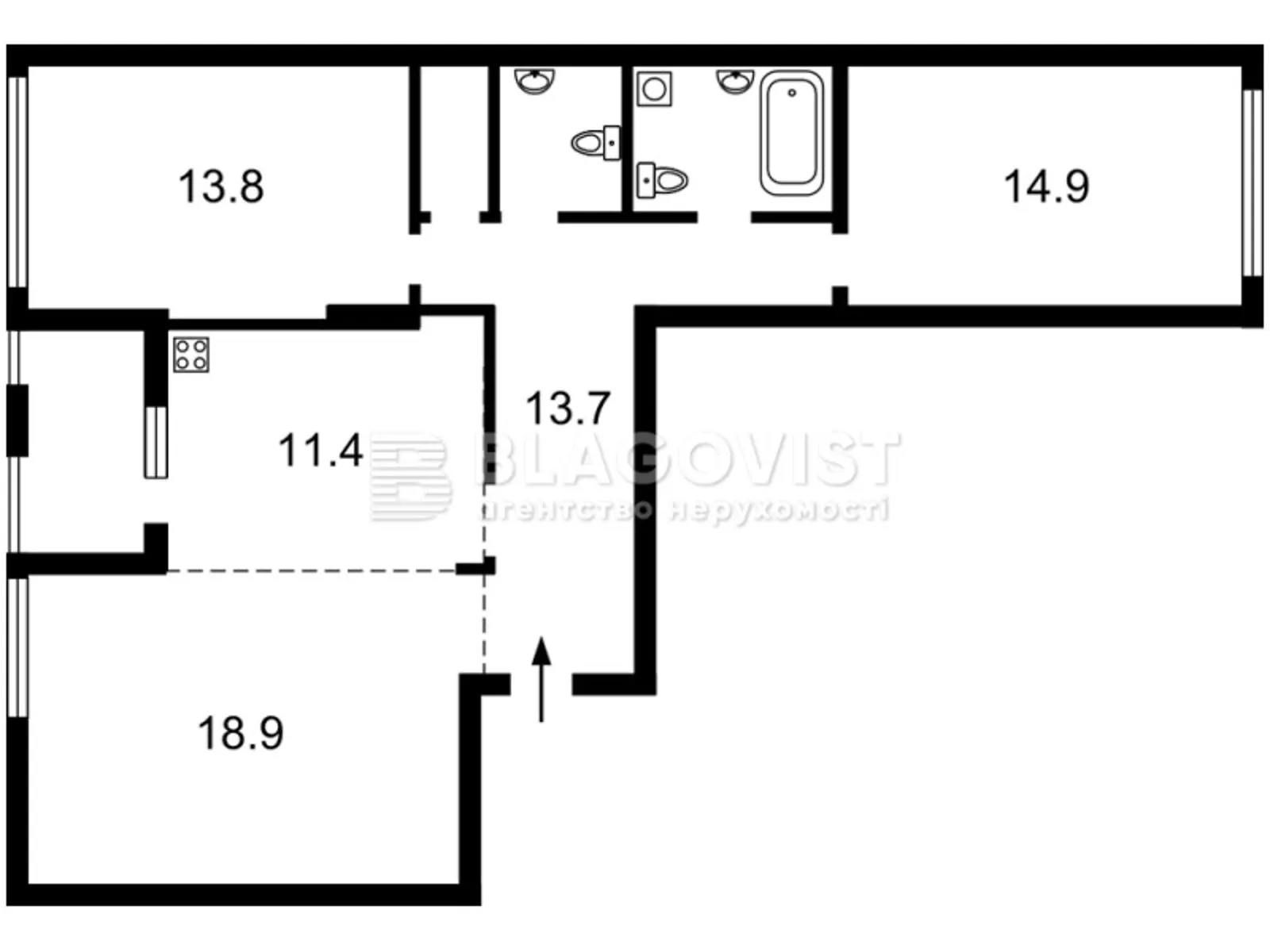 Продается 3-комнатная квартира 82 кв. м в Киеве, ул. Регенераторная