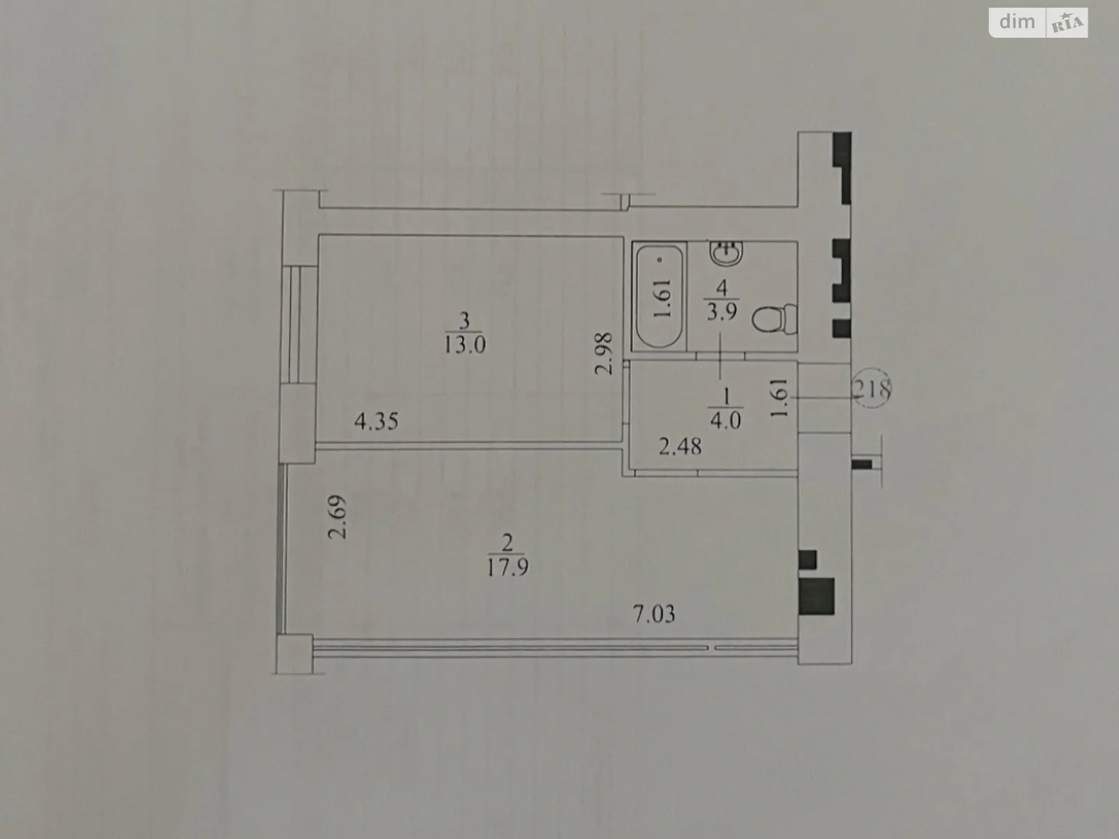 Продается 1-комнатная квартира 39 кв. м в Буче, цена: 32000 $