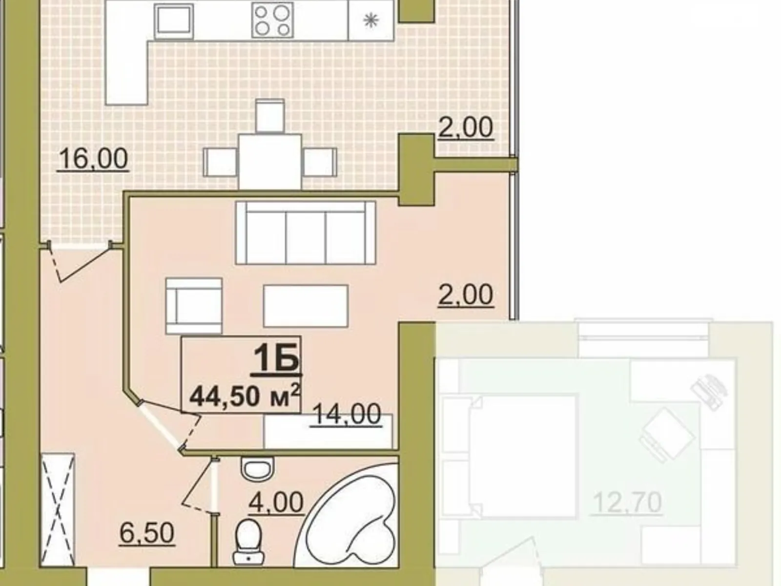 Продається 1-кімнатна квартира 44.5 кв. м у Івано-Франківську, вул. Височана Семена