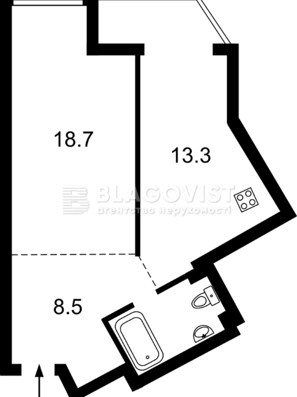 Продается 1-комнатная квартира 46 кв. м в Киеве, просп. Николая  Бажана, 1М - фото 1