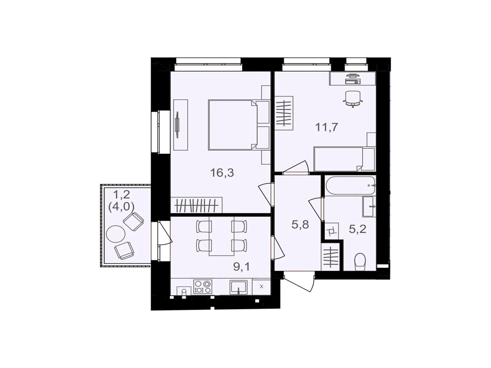 Продается 2-комнатная квартира 49.3 кв. м в Виннице, ул. Левка Лукьяненко(Ватутина), 16Б