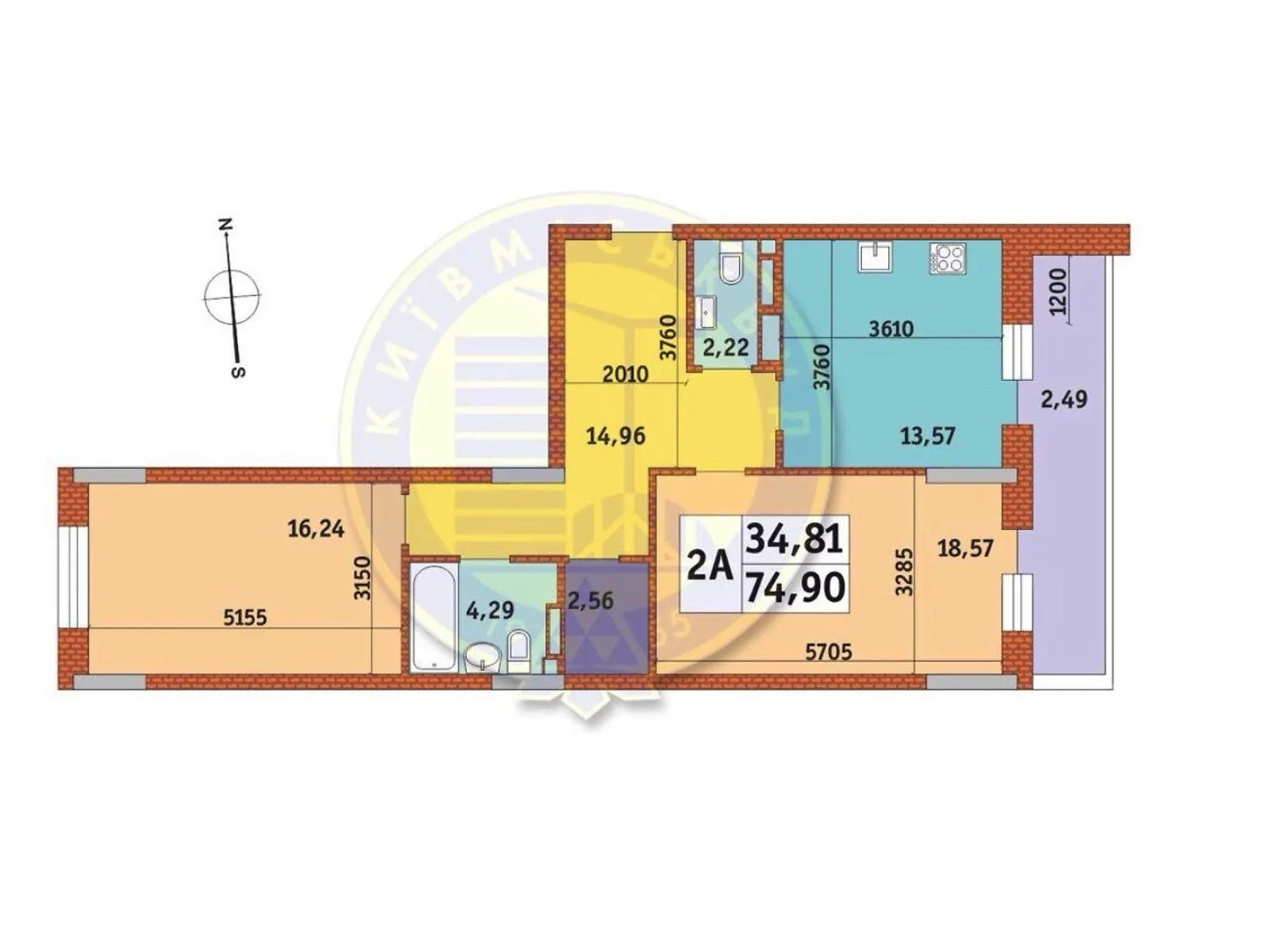 Продається 2-кімнатна квартира 75 кв. м у Києві - фото 2