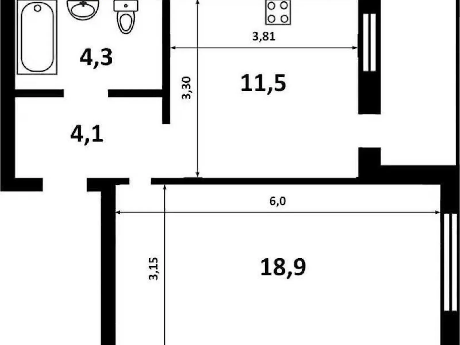 Продается 1-комнатная квартира 42 кв. м в Киеве, ул. Воздухофлотская (Жуляны) - фото 1