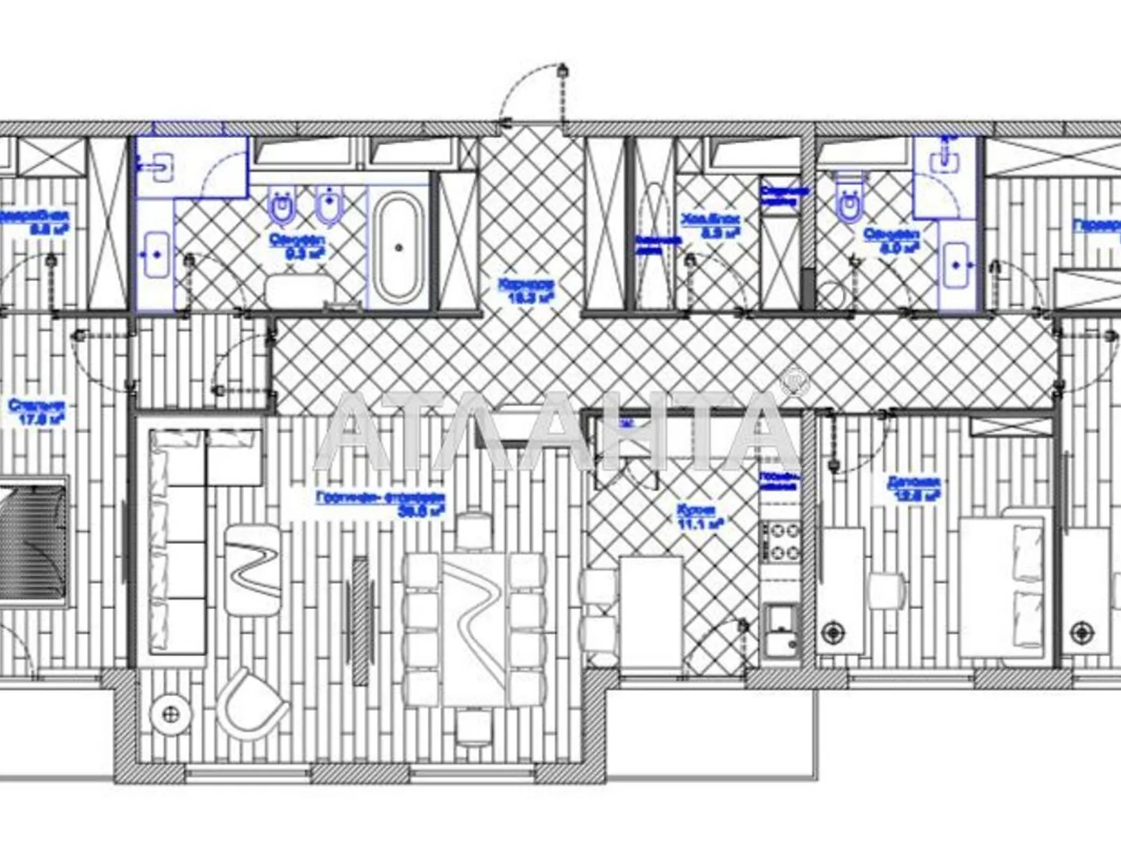 Продается 1-комнатная квартира 134.4 кв. м в Одессе, ул. Литературная, 8