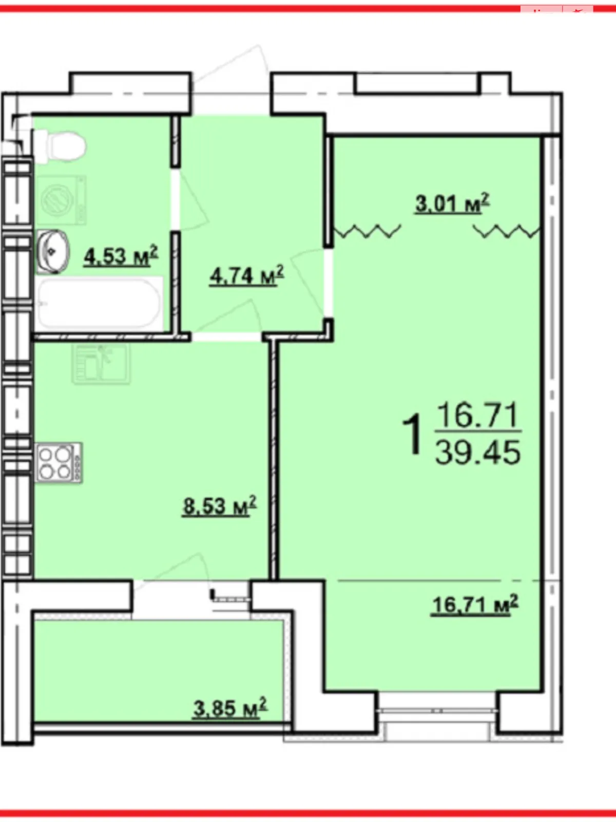 Продается 1-комнатная квартира 38.5 кв. м в Харькове, ул. Мира, 49 - фото 1