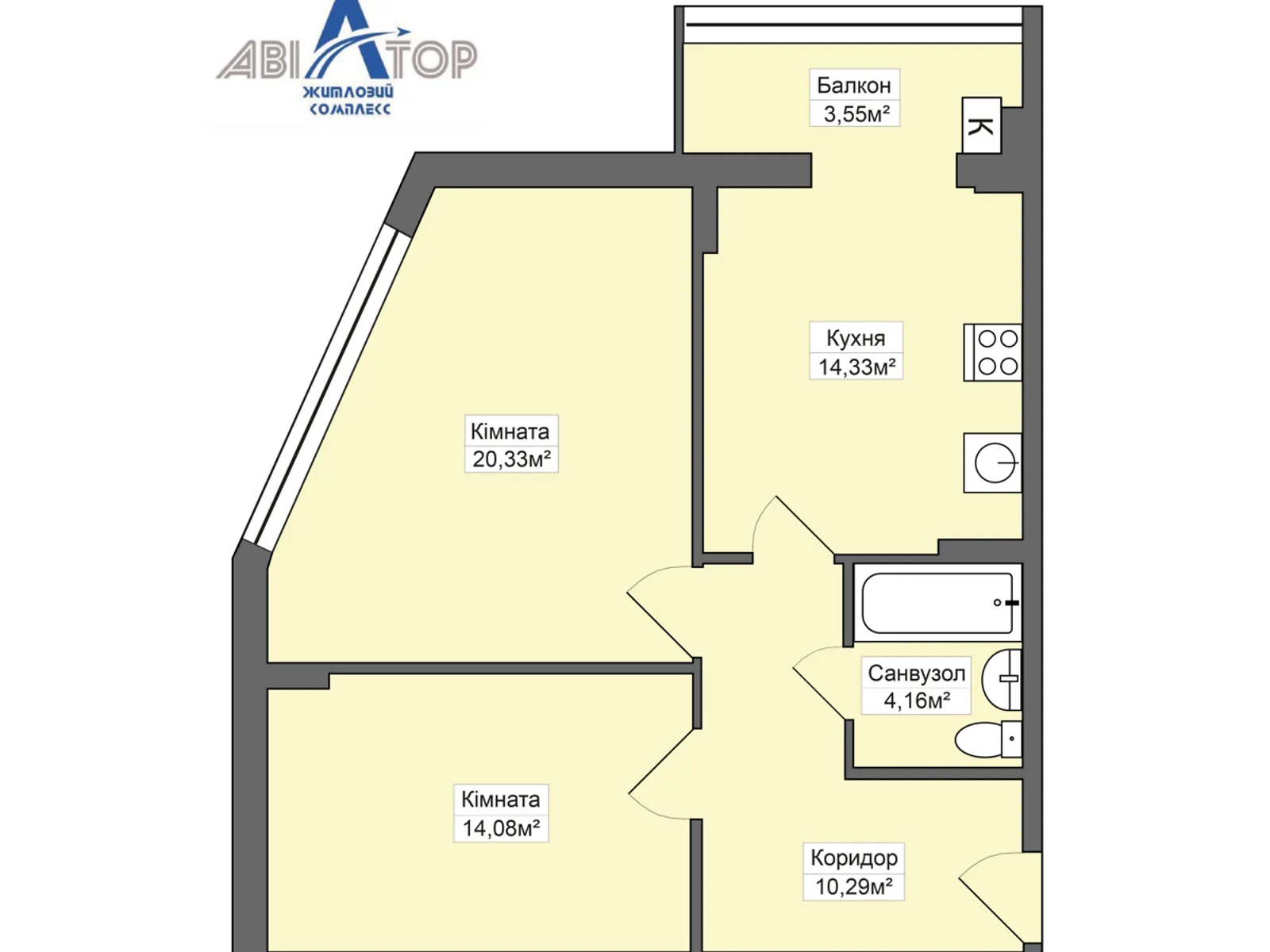 Продається 2-кімнатна квартира 66.09 кв. м у Хмельницькому, цена: 42959 $ - фото 1