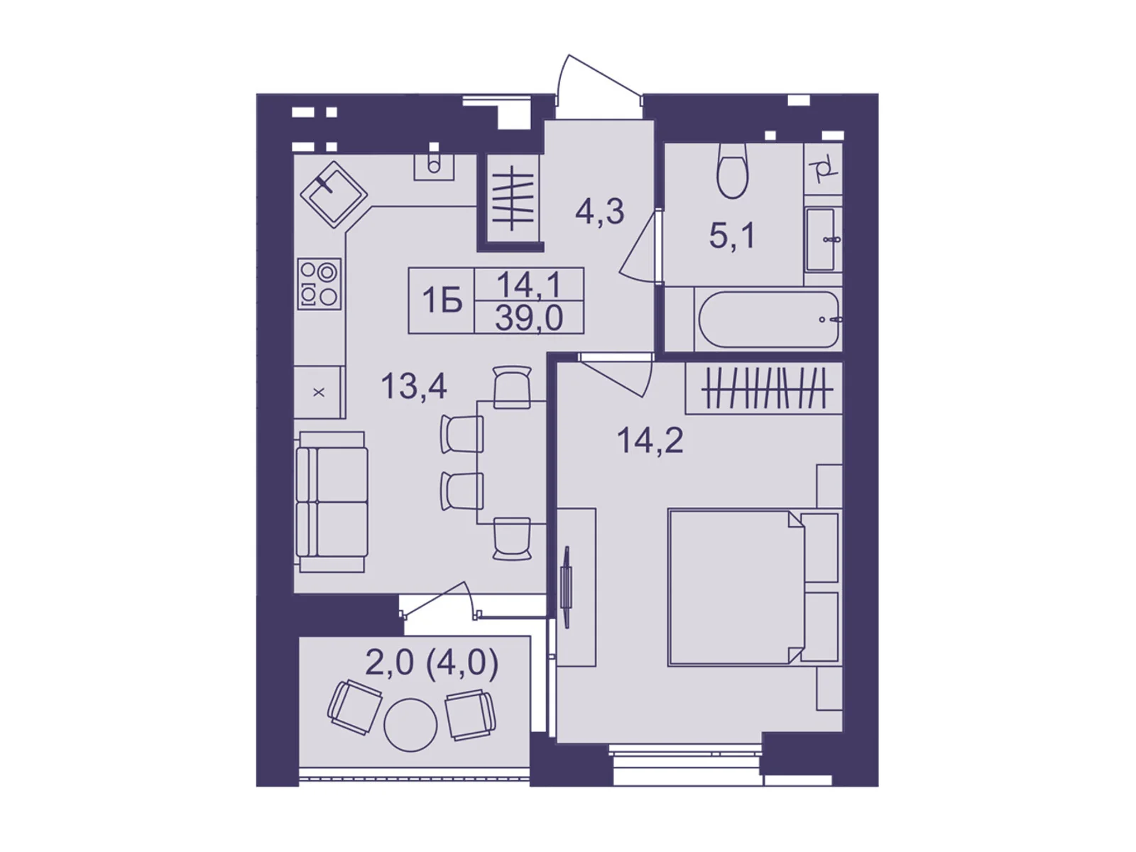 Продается 1-комнатная квартира 39 кв. м в Виннице