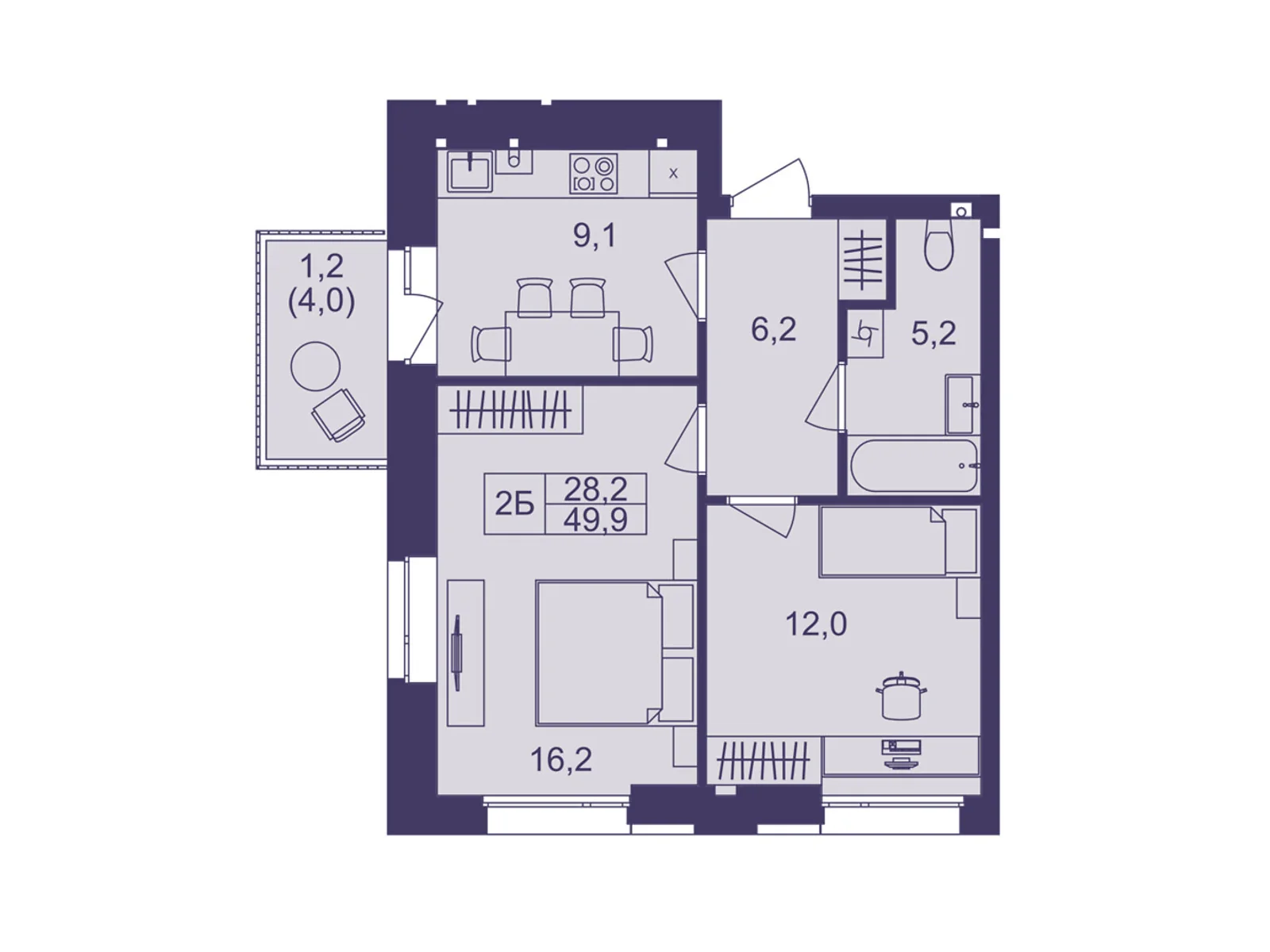 Продается 2-комнатная квартира 49.9 кв. м в Виннице - фото 1