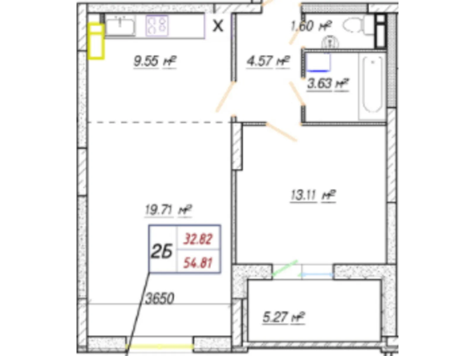 Продается 2-комнатная квартира 54.81 кв. м в Киеве, ул. Полесская, 4 - фото 1