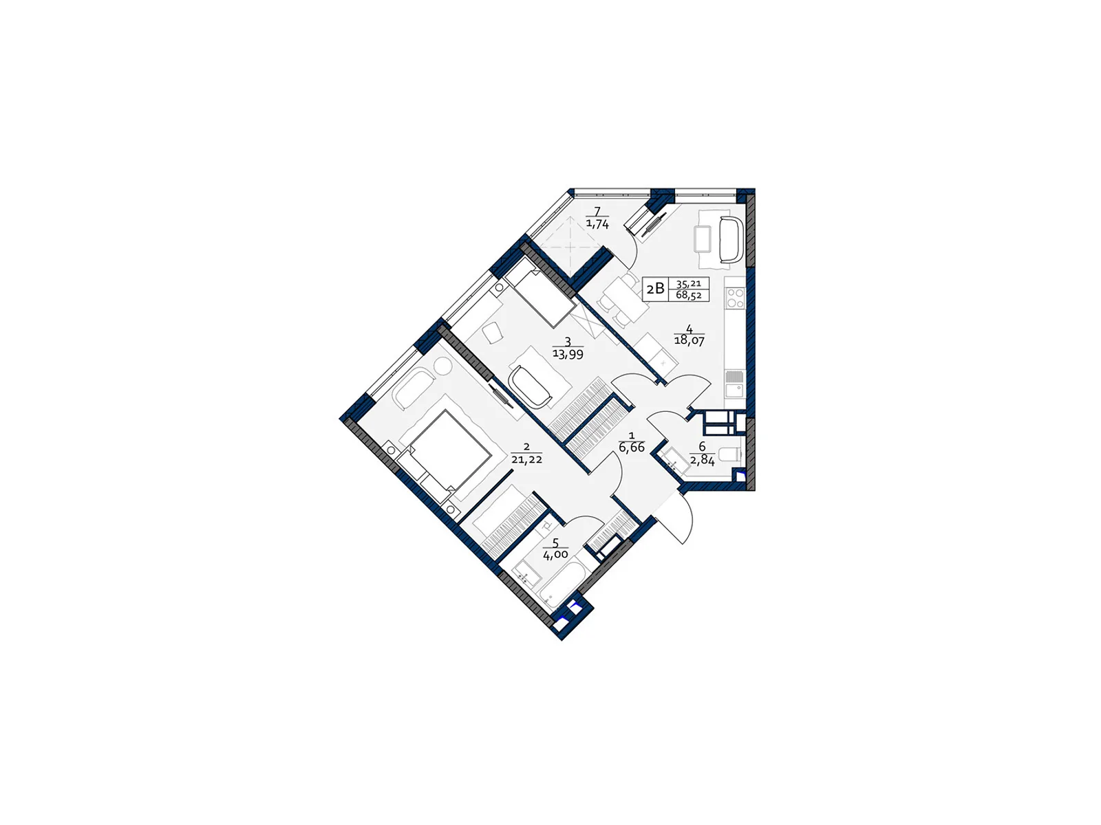 Продается 2-комнатная квартира 68.52 кв. м в Киеве, ул. Семьи Кульженков, 22 - фото 1