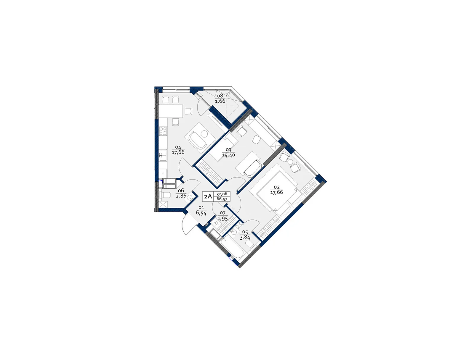 Продается 2-комнатная квартира 66.57 кв. м в Киеве, ул. Семьи Кульженков, 22