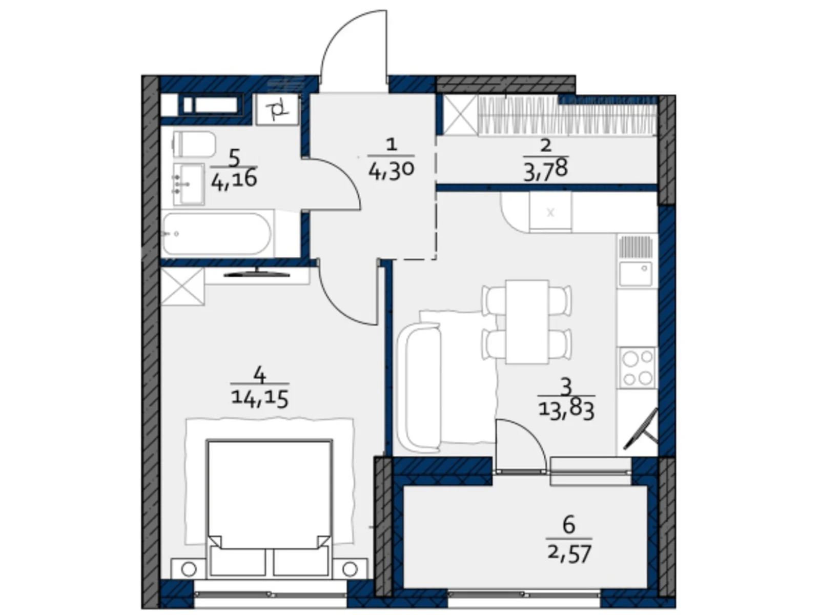 Продается 1-комнатная квартира 42.96 кв. м в Киеве, ул. Семьи Кульженков, 22