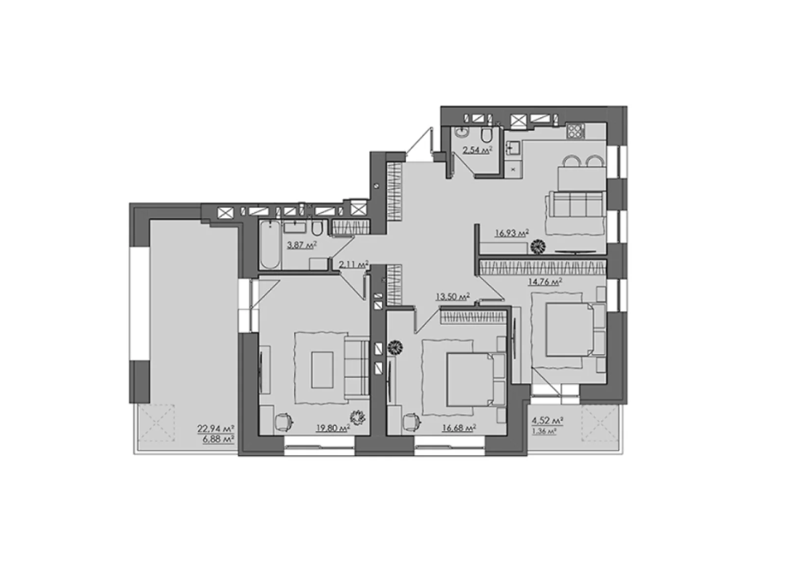 Продается 3-комнатная квартира 120.83 кв. м в Ровно, ул. Замковая