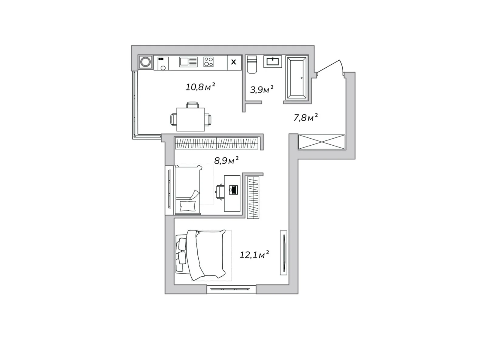 Продается 2-комнатная квартира 43.5 кв. м в Святопетровское, ул. Строительная, 2