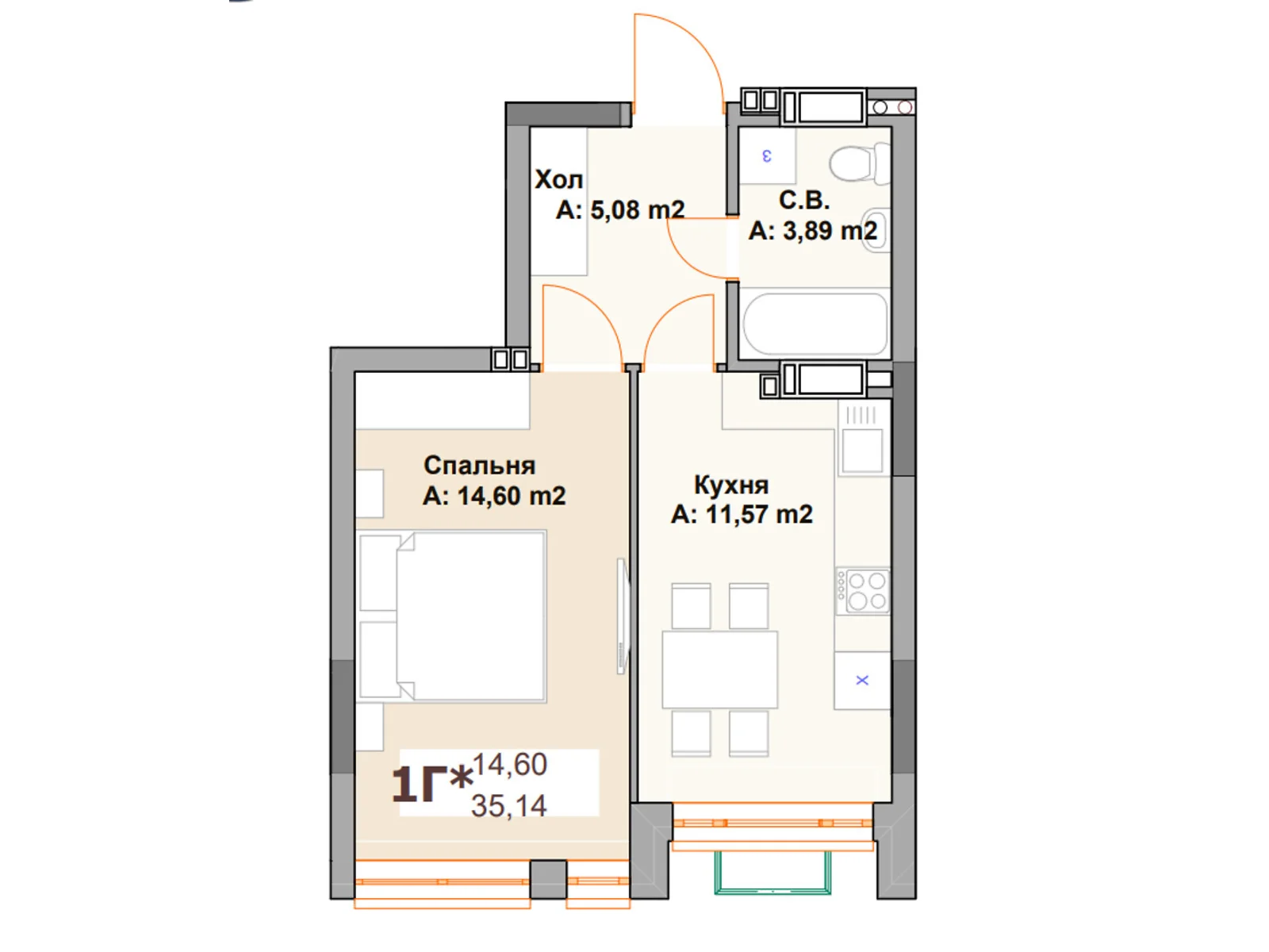 Продается 1-комнатная квартира 35.14 кв. м в Вышгороде, ул. Киевская, 10 - фото 1