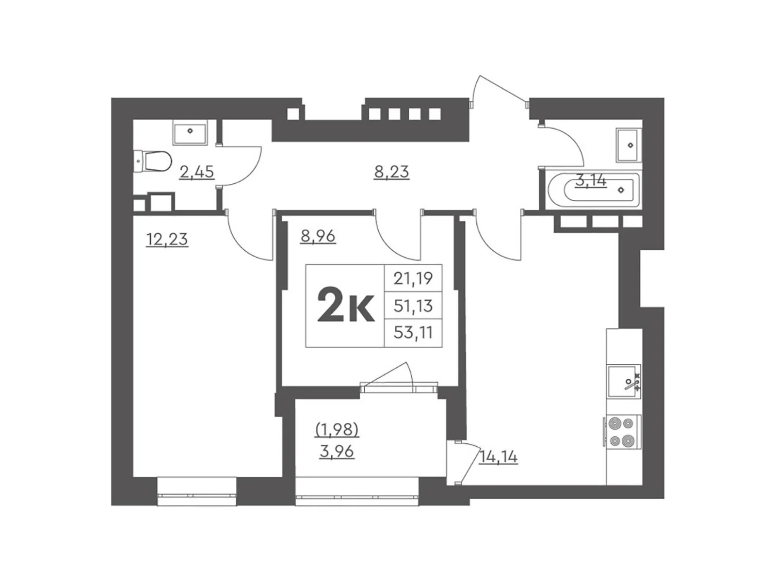 Продается 2-комнатная квартира 53.11 кв. м в Броварах, ул. Анатолия Луценко, 27 - фото 1