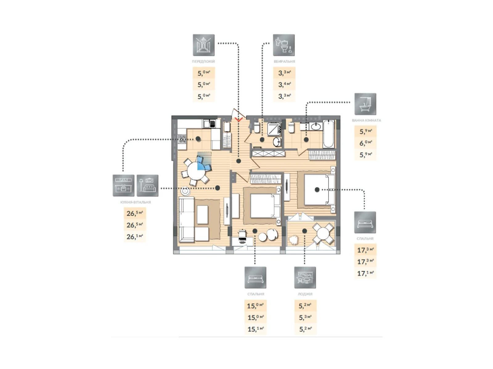 Продается 2-комнатная квартира 78.5 кв. м в Козине, пер. Казацкий, 11