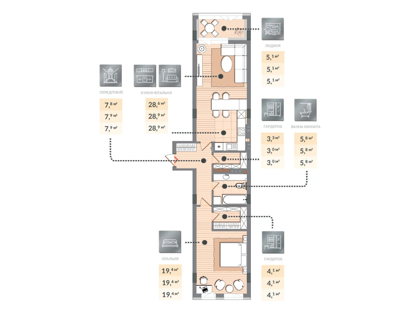 Продается 1-комнатная квартира 74.1 кв. м в Козине, пер. Казацкий, 11