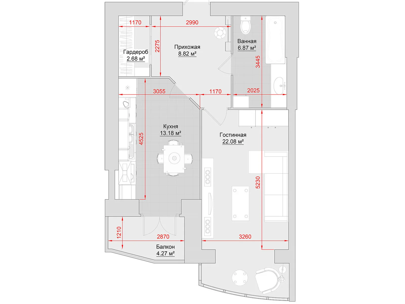 Продается 1-комнатная квартира 58 кв. м в Кременчуге, цена: 40600 $