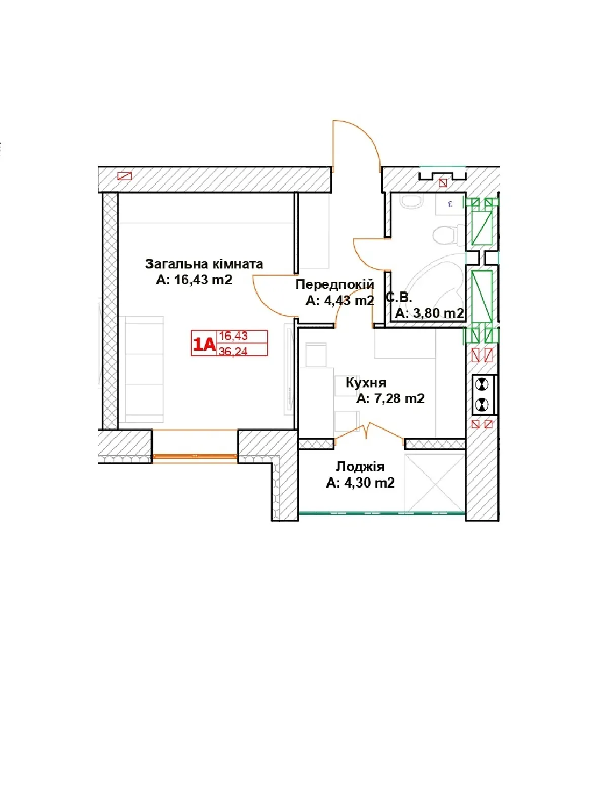 Продається 1-кімнатна квартира 36.3 кв. м у Бучі - фото 2