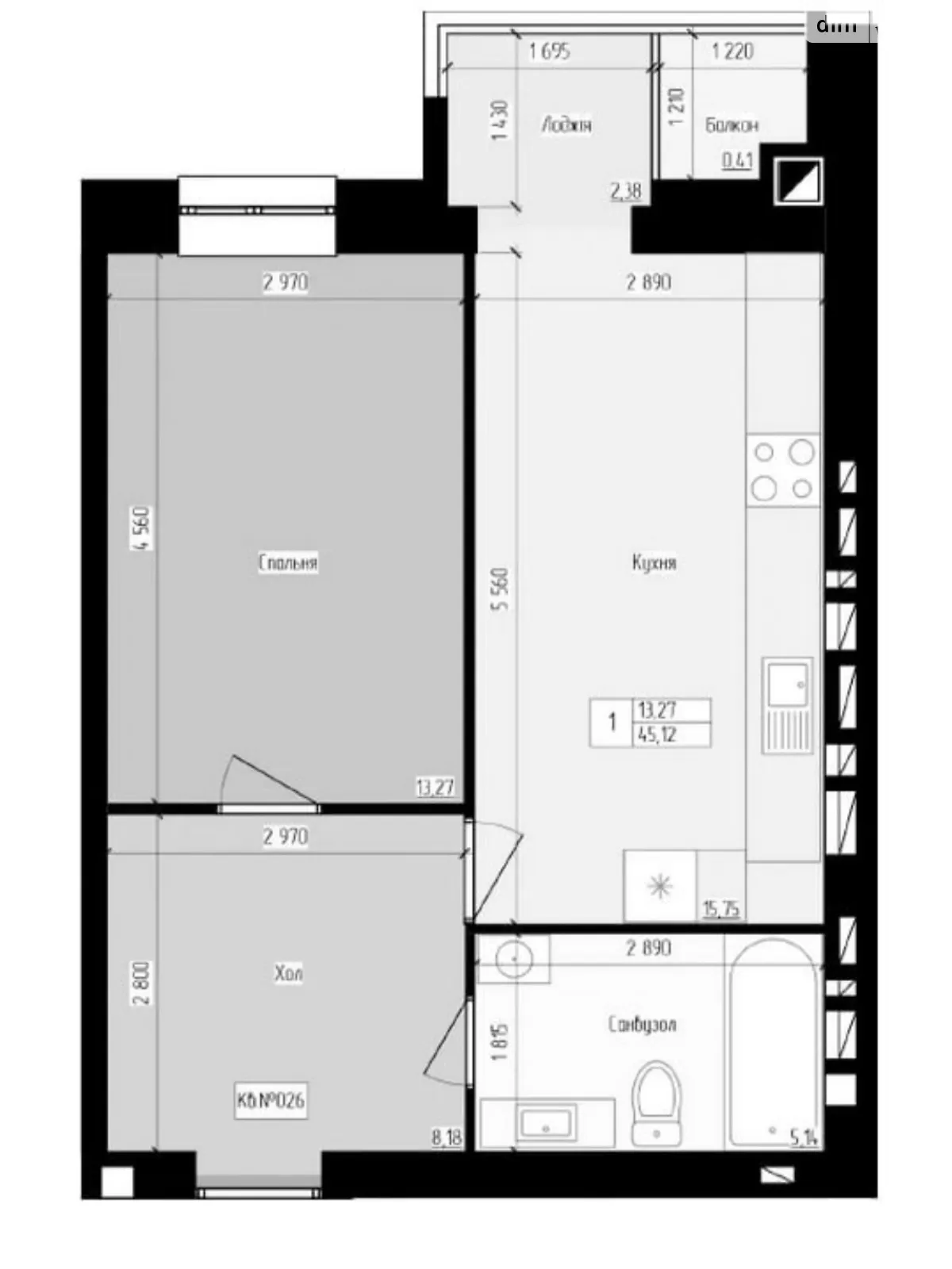 Продается 1-комнатная квартира 46 кв. м в Житомире, цена: 47000 $