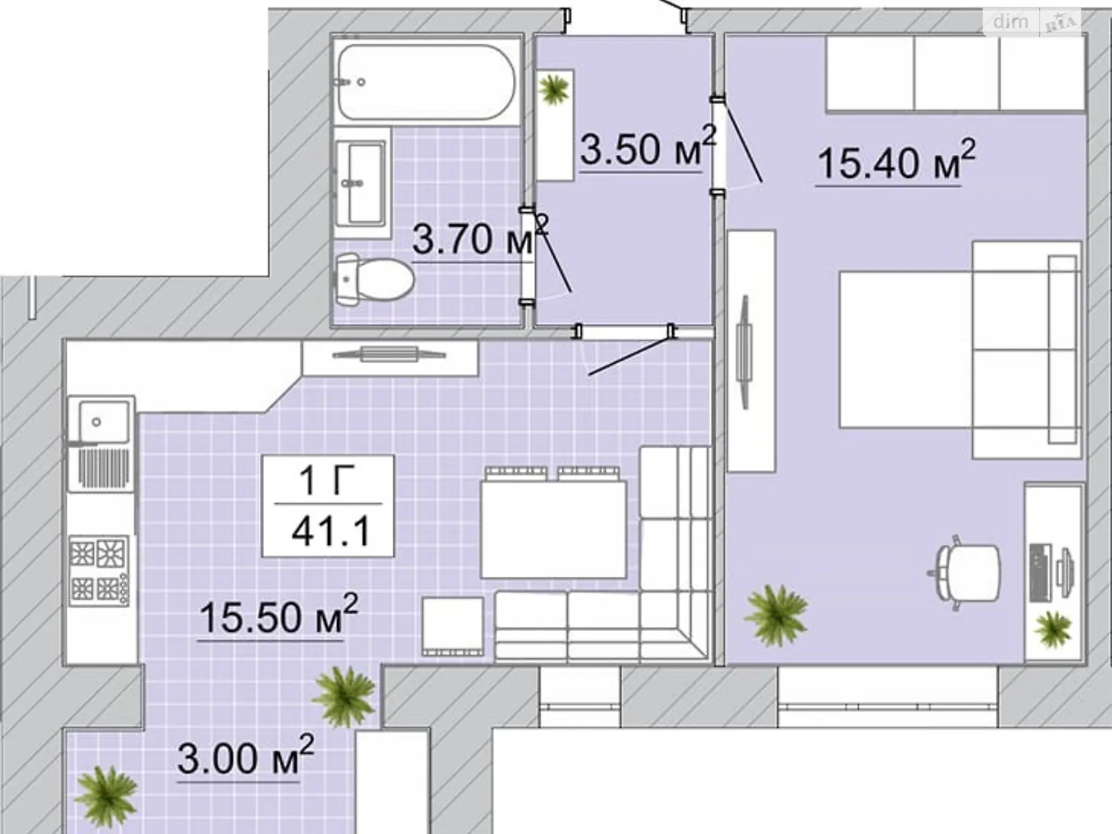 Продается 1-комнатная квартира 41.1 кв. м в Ивано-Франковске - фото 3