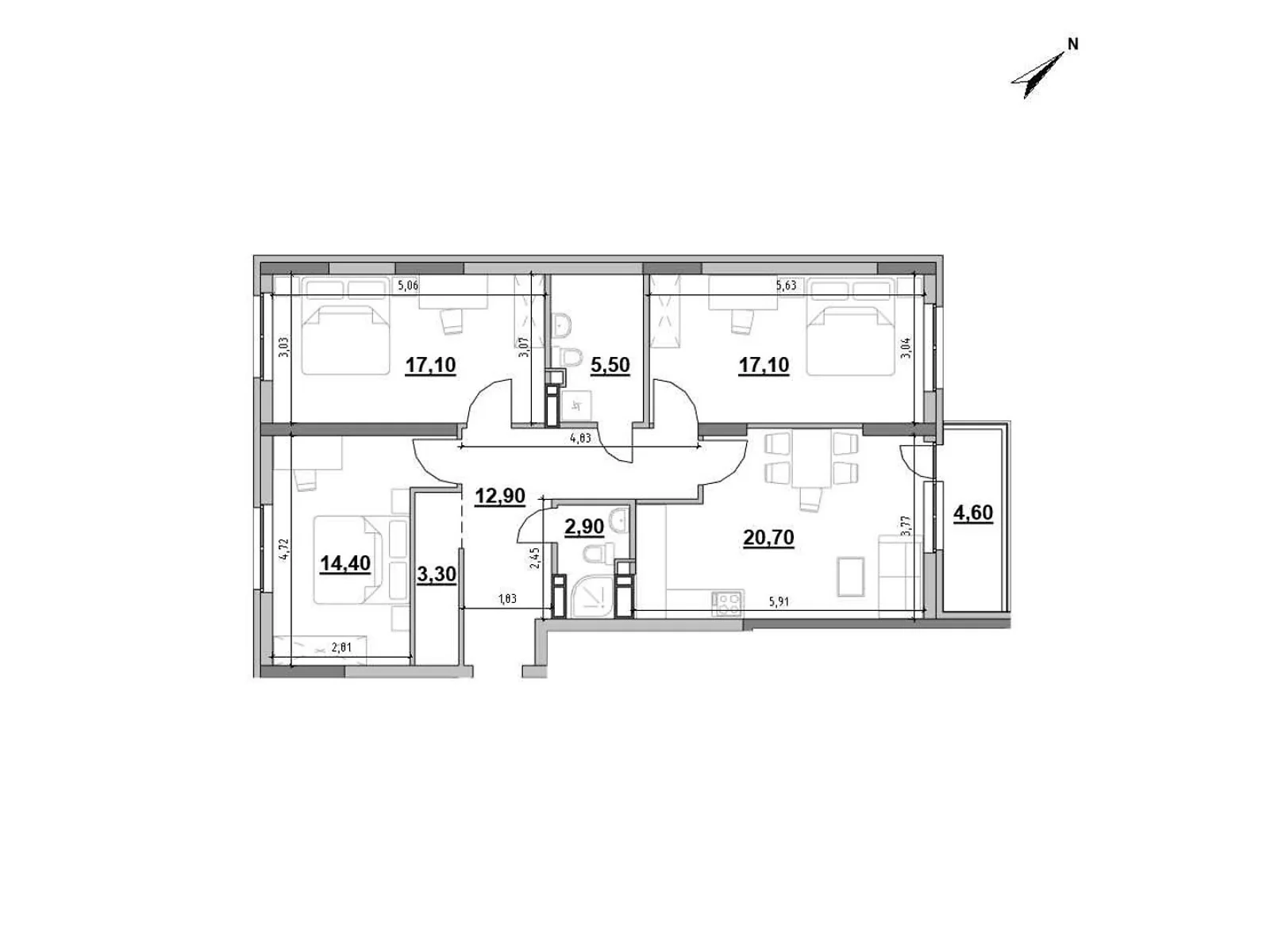 Продається 3-кімнатна квартира 98.5 кв. м у Києві, цена: 124124 $ - фото 1