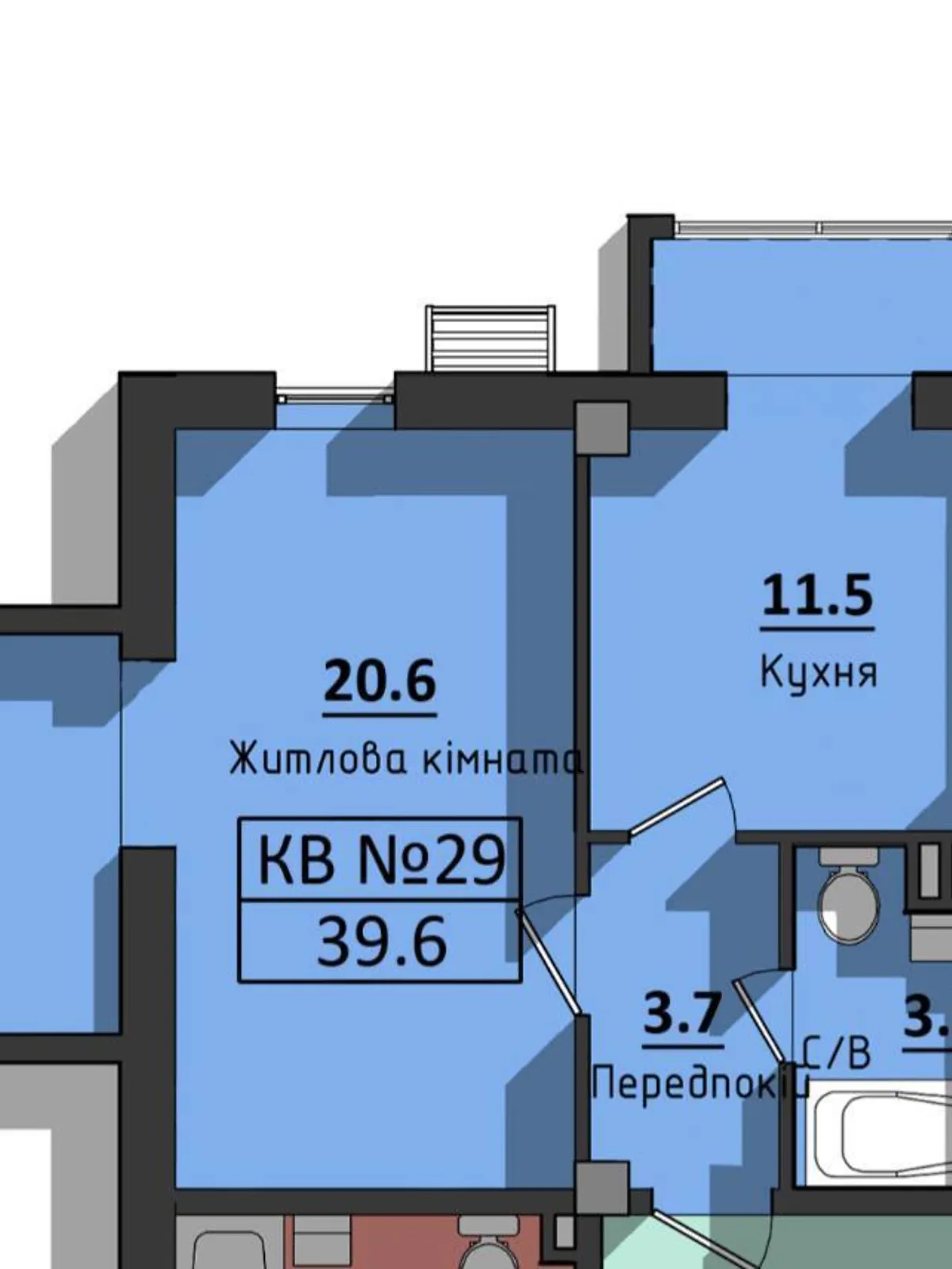 Продается 1-комнатная квартира 39.6 кв. м в Одессе