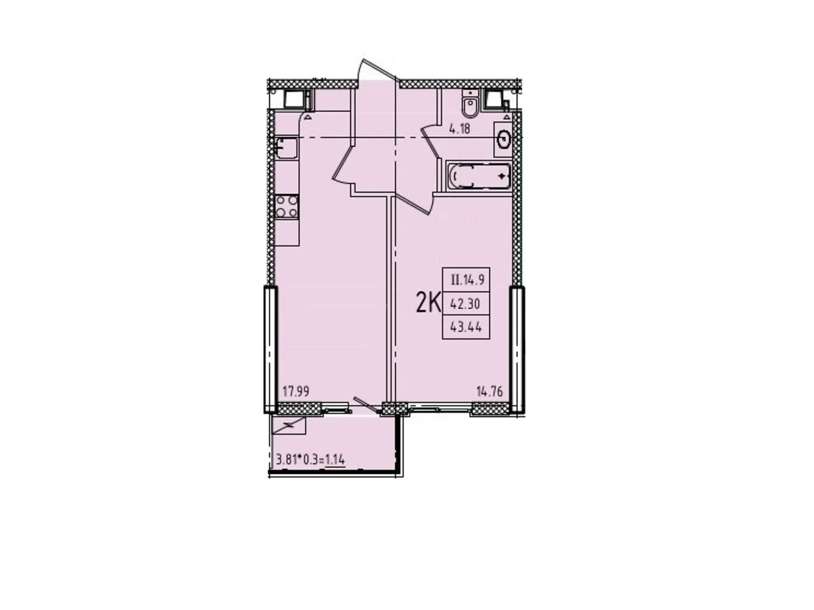 Продается 1-комнатная квартира 43.44 кв. м в Одессе, ул. Генуэзская, 1/1