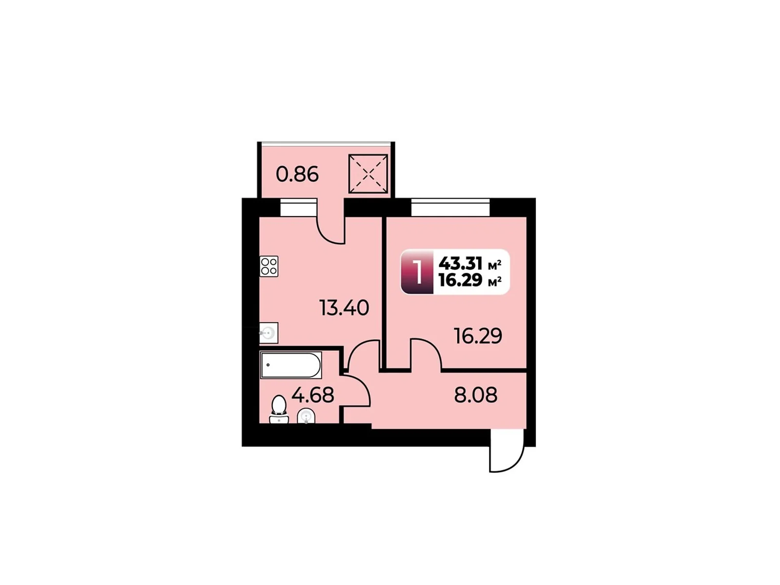 Продается 1-комнатная квартира 43.31 кв. м в Староконстантинове, цена: 22656 $ - фото 1