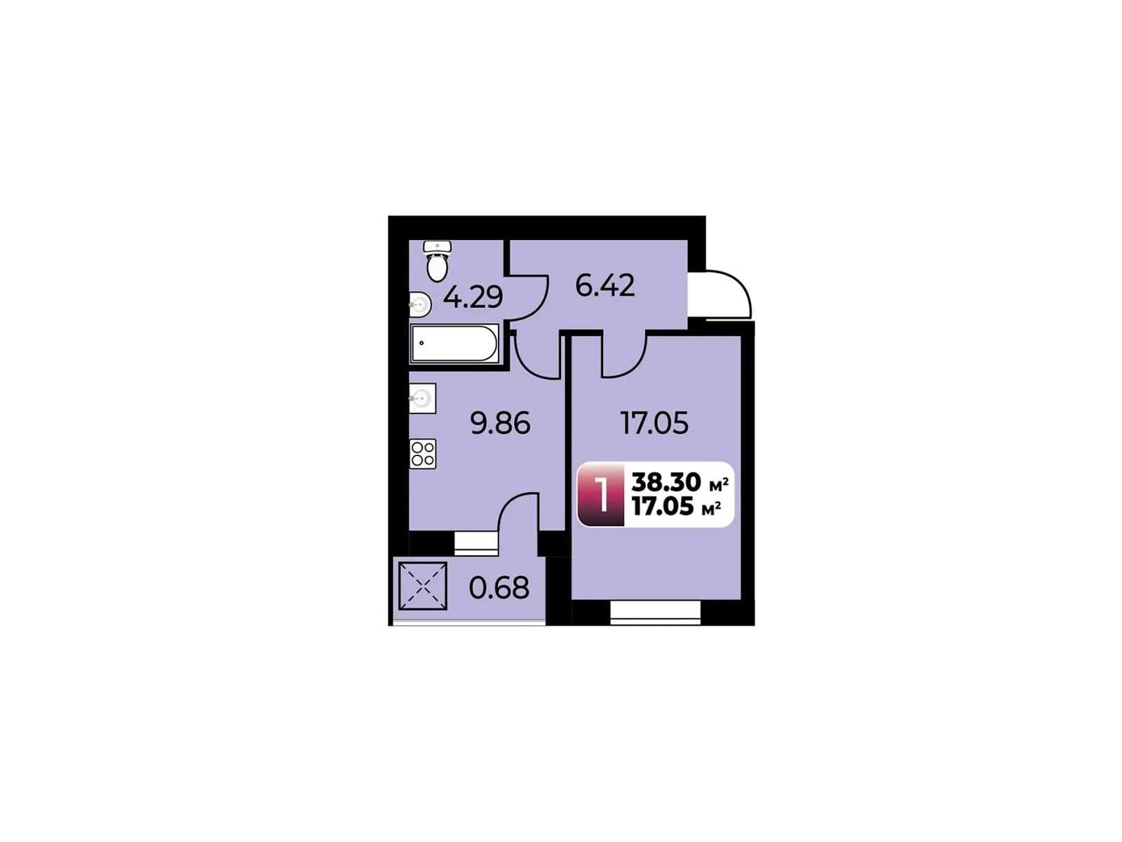 Продается 1-комнатная квартира 38.3 кв. м в Староконстантинове, цена: 20035 $ - фото 1