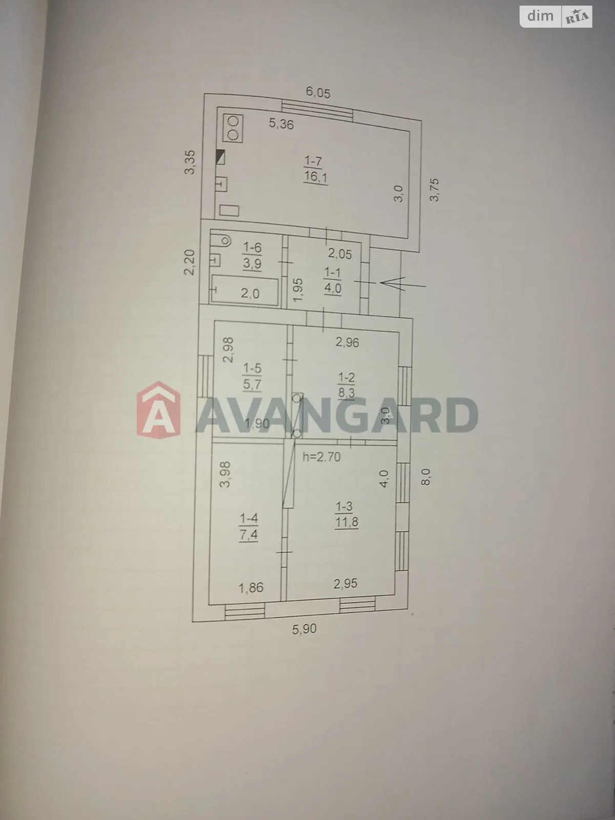 Продается одноэтажный дом 58 кв. м с садом, цена: 24000 $