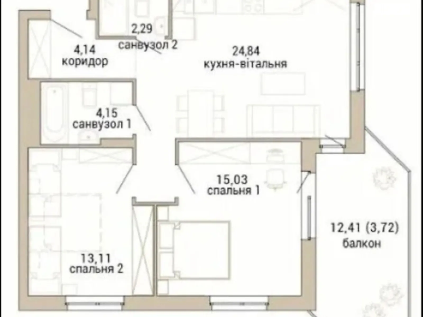 Продається 2-кімнатна квартира 67.68 кв. м у Вінниці - фото 4