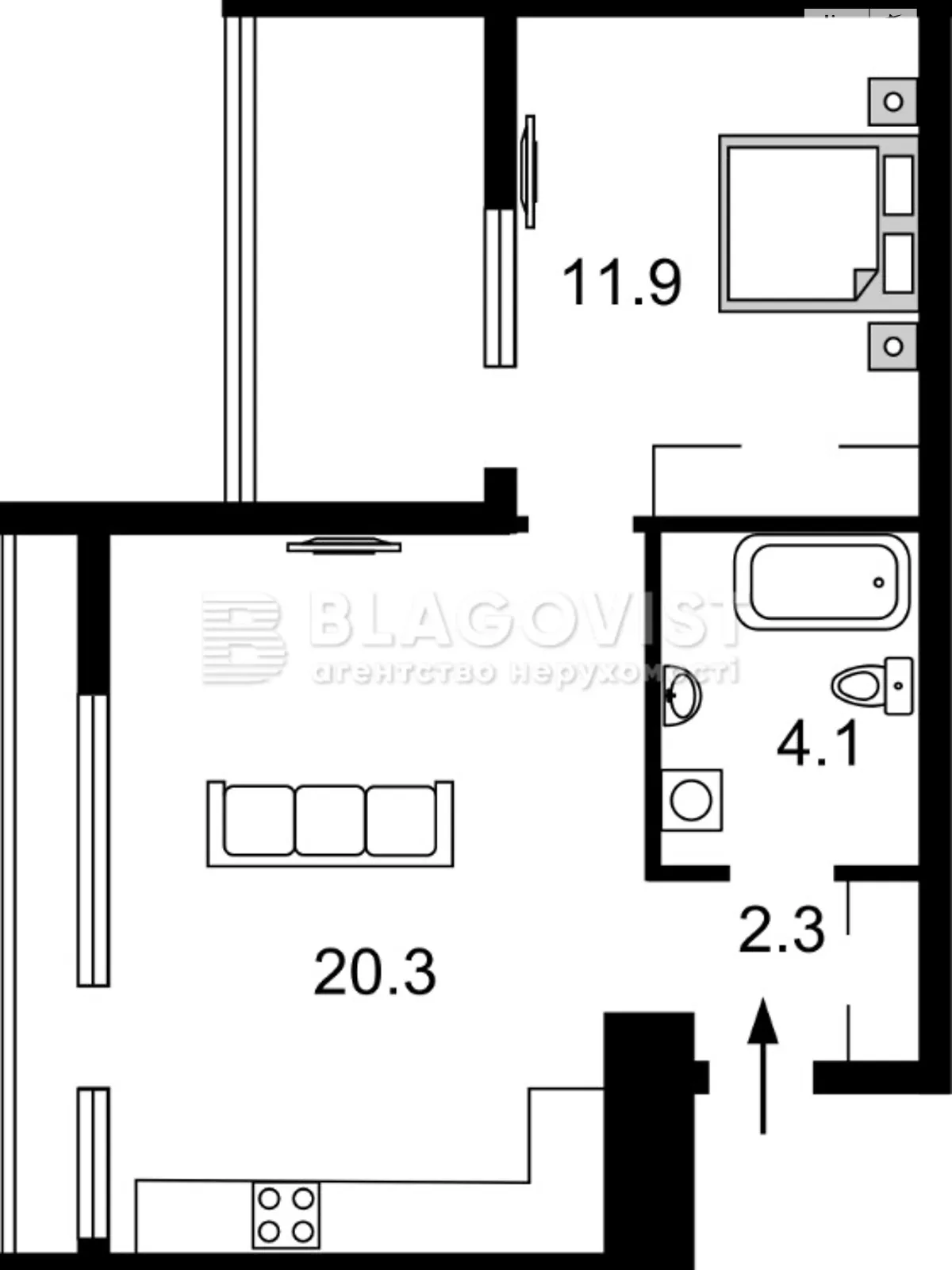 Продается 1-комнатная квартира 46.8 кв. м в Киеве, ул. Гарета Джонса(Семьи Хохловых), 12