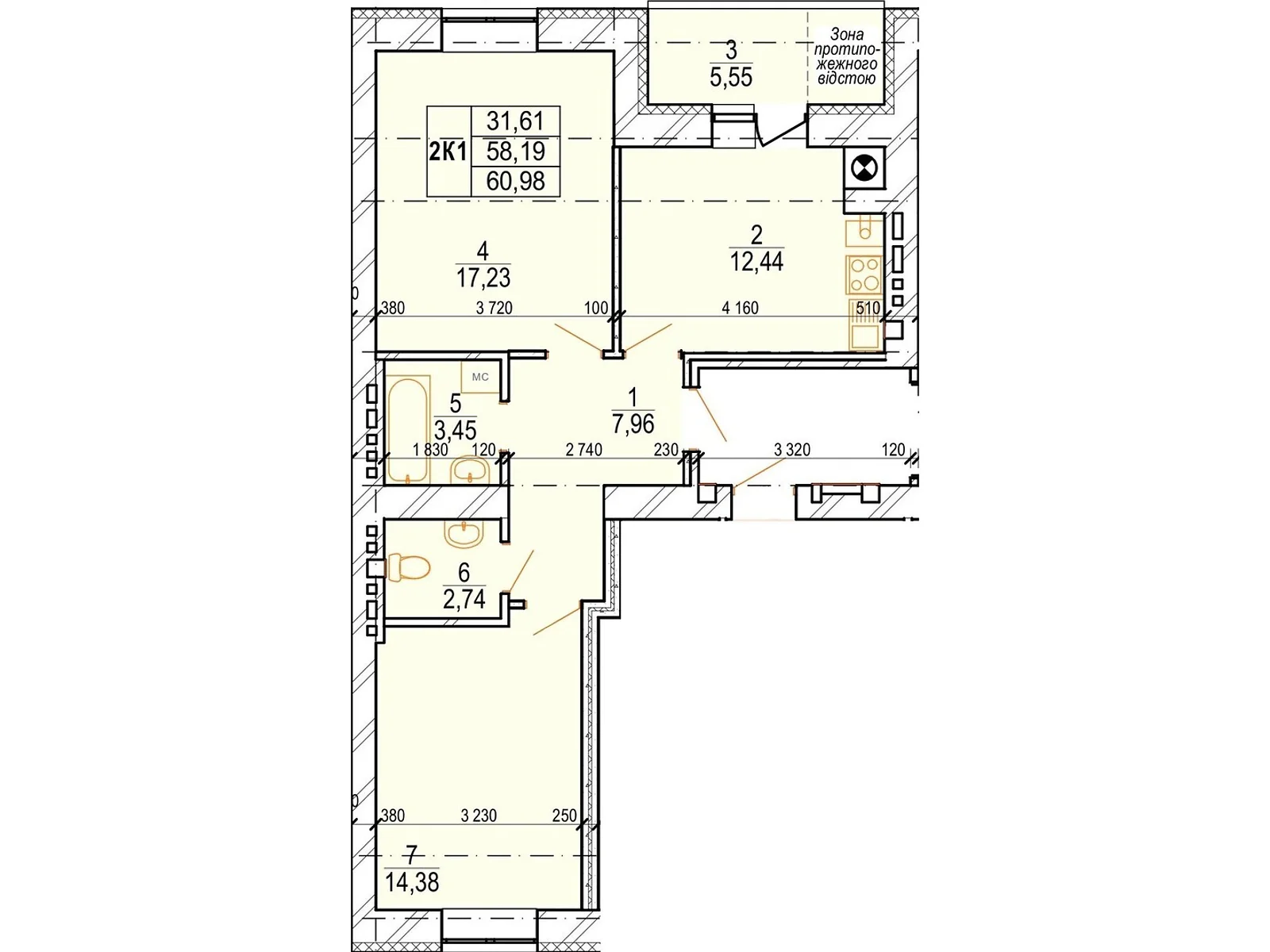 Продается 2-комнатная квартира 60.98 кв. м в Зарванцах, ул. Сосновая - фото 1