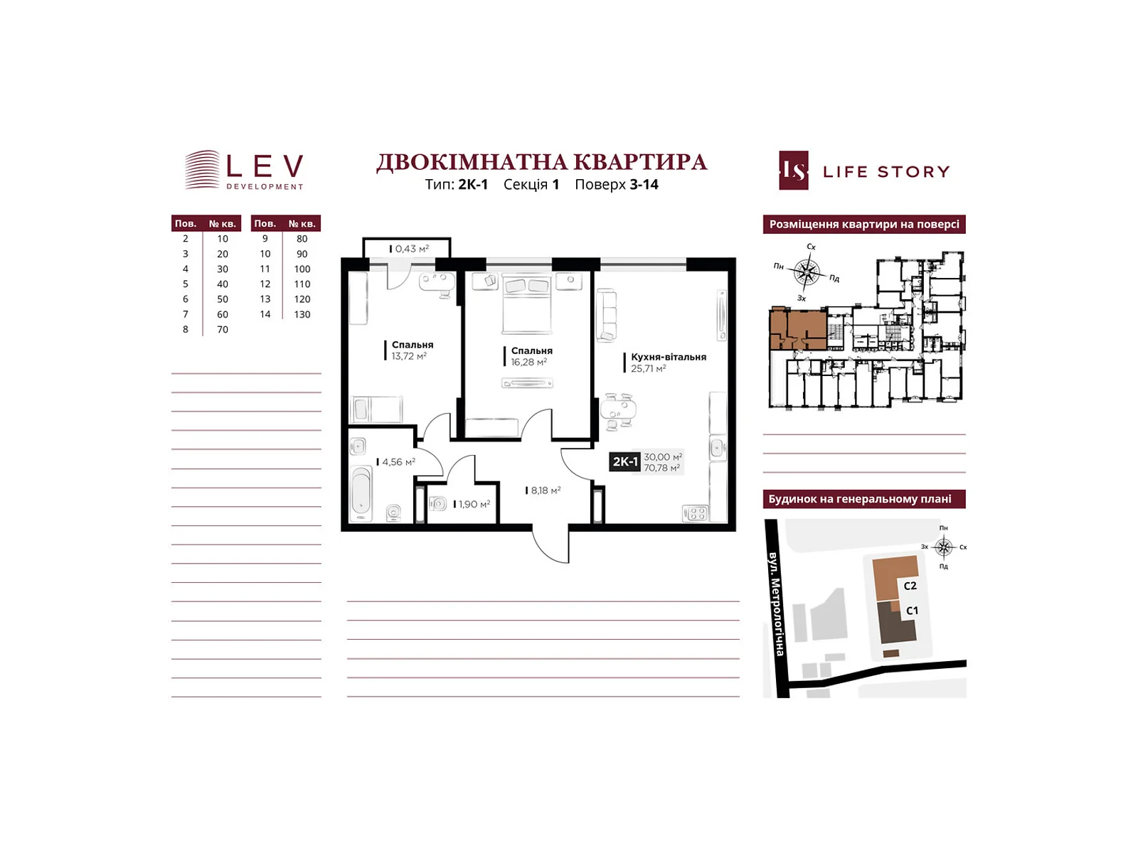 Продається 2-кімнатна квартира 70.78 кв. м у Києві, вул. Метрологічна, 13-13А - фото 1