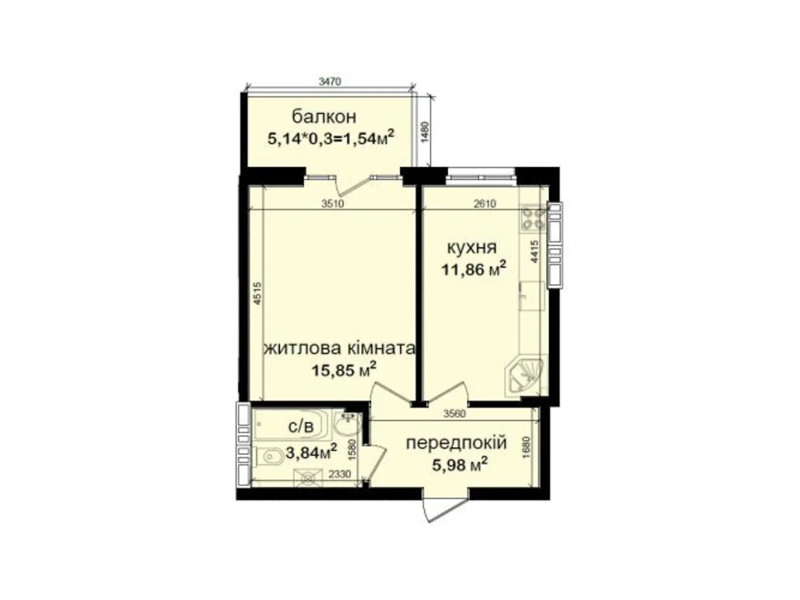 Продается 1-комнатная квартира 39.07 кв. м в Киеве, ул. Метрологическая, 107Б