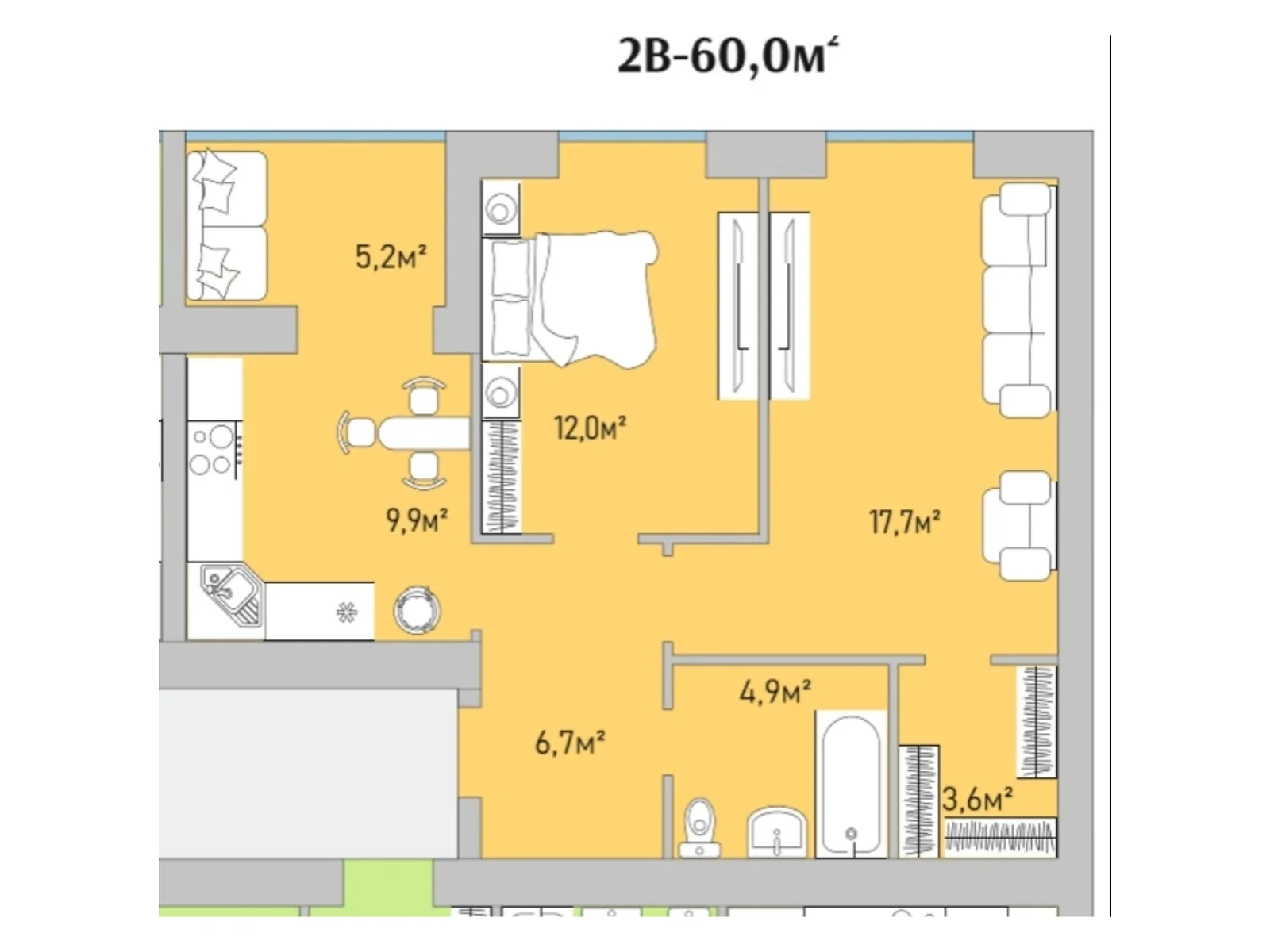 Продається 2-кімнатна квартира 60 кв. м у Варашу, цена: 48783 $