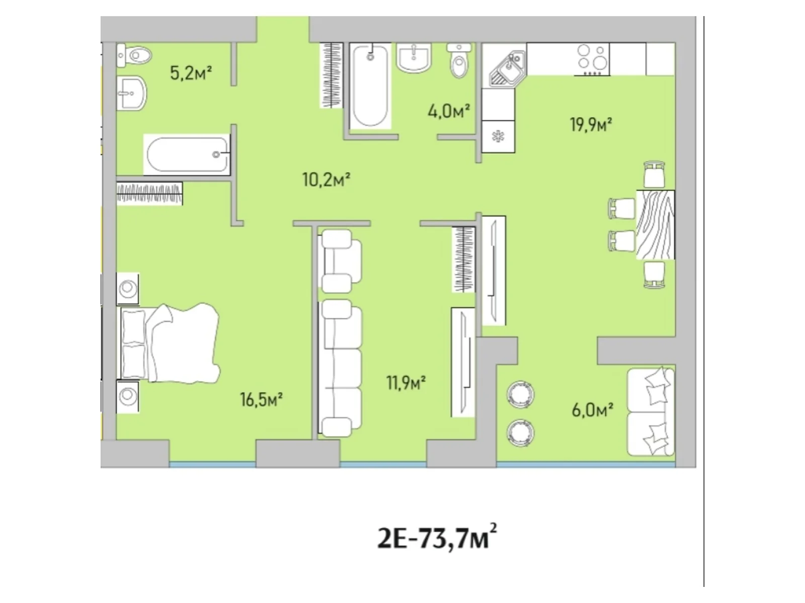 Продается 2-комнатная квартира 73.7 кв. м в Варашу, цена: 52899 $ - фото 1