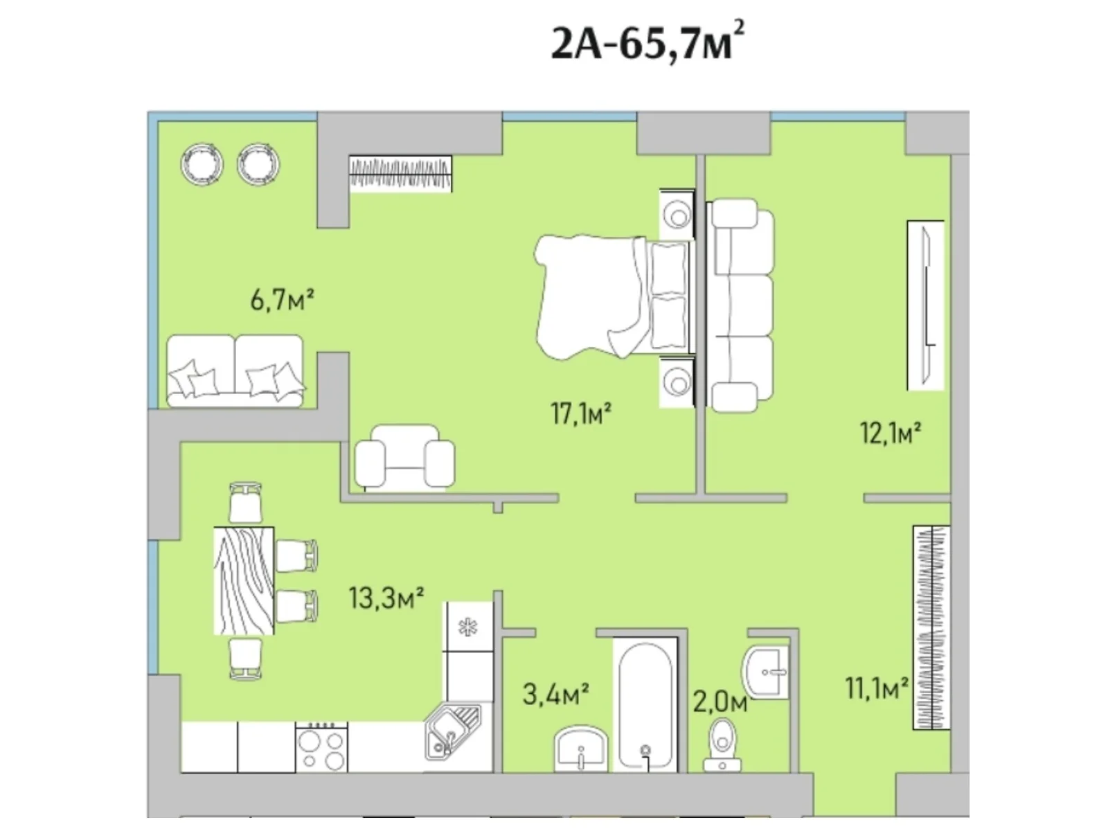 Продається 2-кімнатна квартира 65.7 кв. м у Варашу, цена: 51769 $