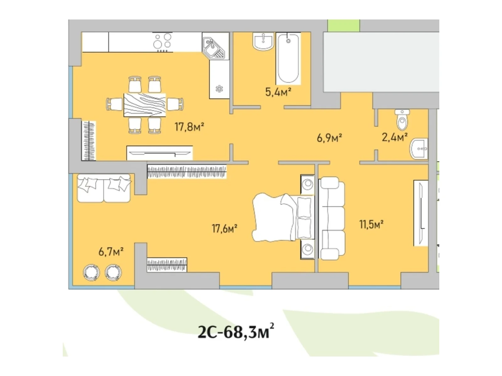 Продається 2-кімнатна квартира 68.3 кв. м у Варашу, вул. Паркова, 10