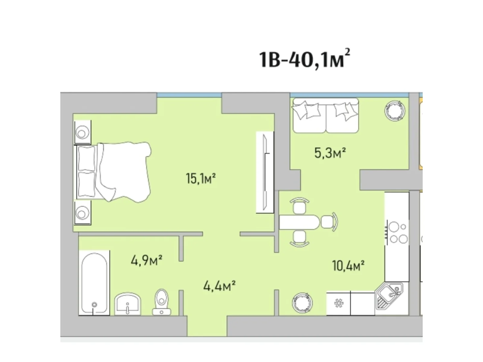 Продается 1-комнатная квартира 40.1 кв. м в Варашу, цена: 32221 $