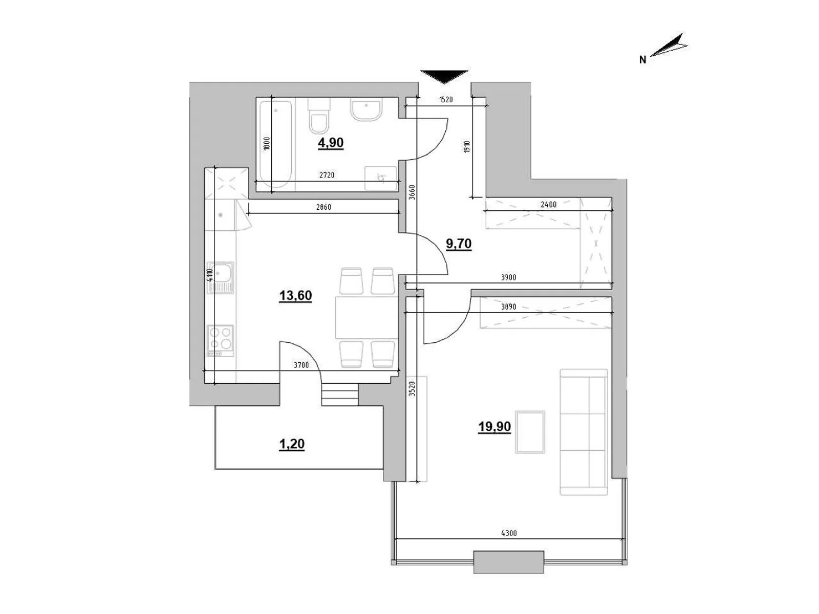 Продается 1-комнатная квартира 49.3 кв. м в Львове, цена: 90406 $