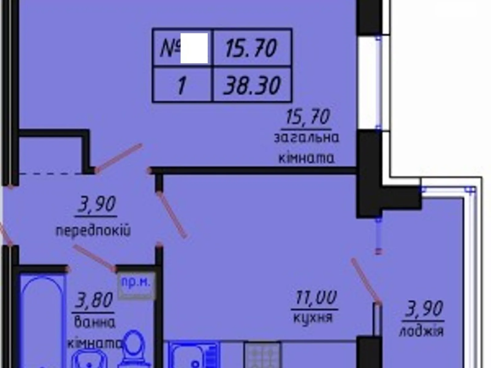 Продается 1-комнатная квартира 38 кв. м в Житомире, пер. Красный - фото 1