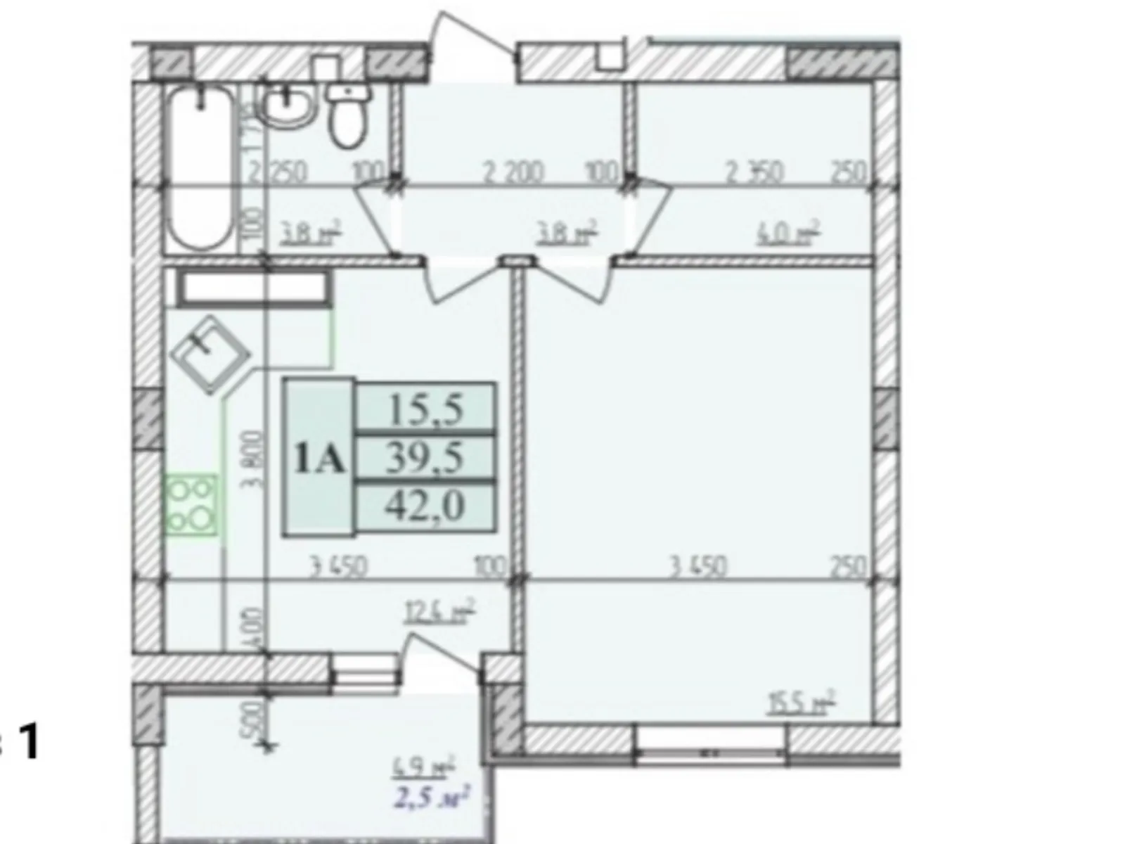 Продается 1-комнатная квартира 39 кв. м в Зарванцах - фото 1