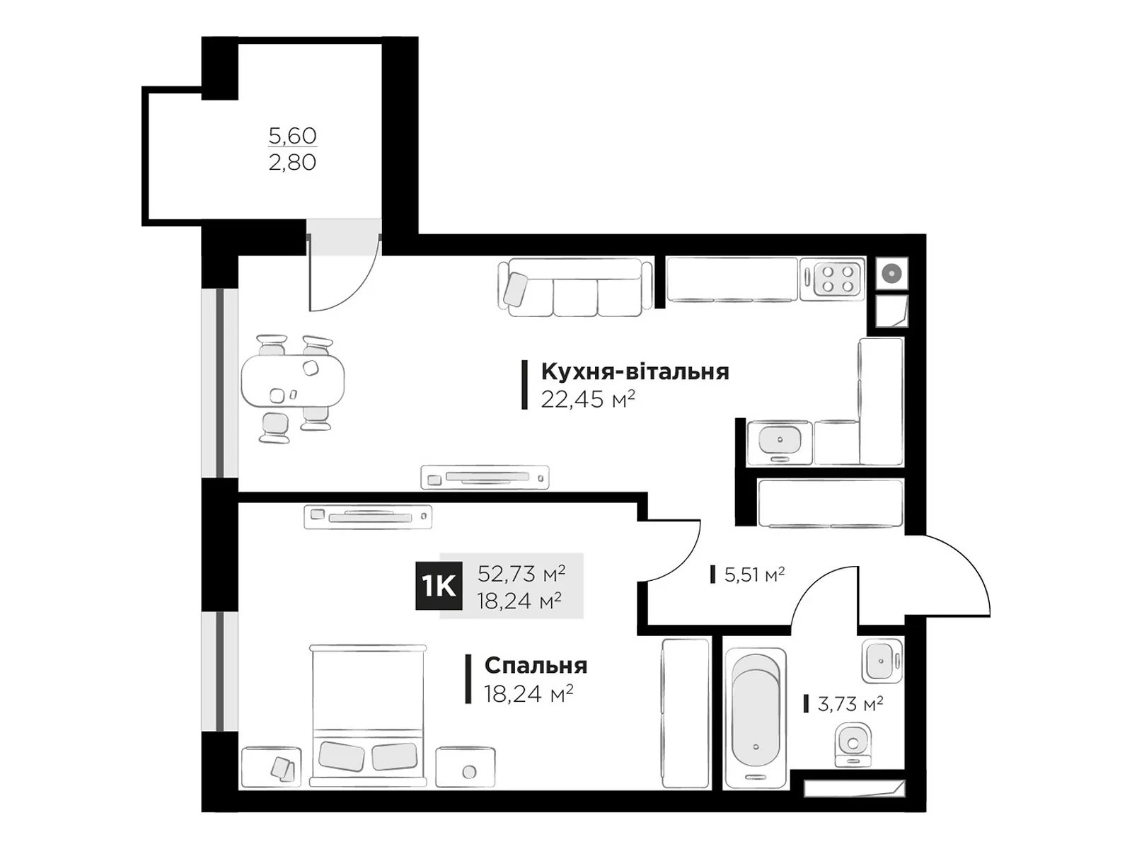 Продается 1-комнатная квартира 52.73 кв. м в Львове, цена: 90501 $ - фото 1