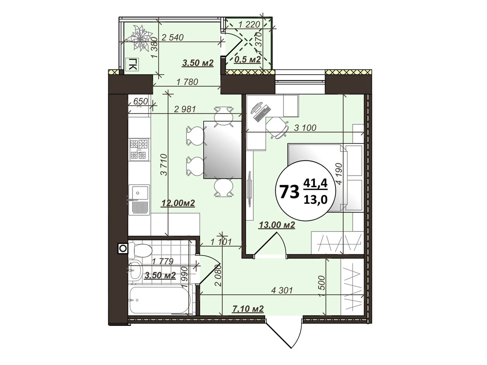 Продается 1-комнатная квартира 41.4 кв. м в Виннице, ул. Сергея Зулинского - фото 1